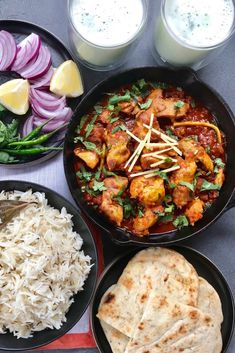 delicious karahi with rice and naan